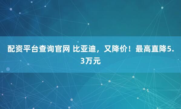 配资平台查询官网 比亚迪，又降价！最高直降5.3万元
