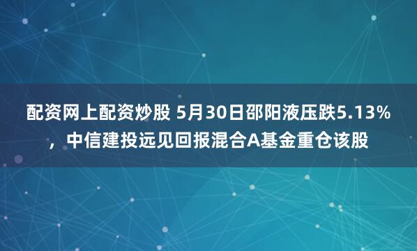 配资网上配资炒股 5月30日邵阳液压跌5.13%，中信建投远见回报混合A基金重仓该股